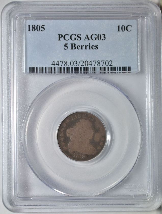 1805 Draped Bust dime, PCGS AG3  