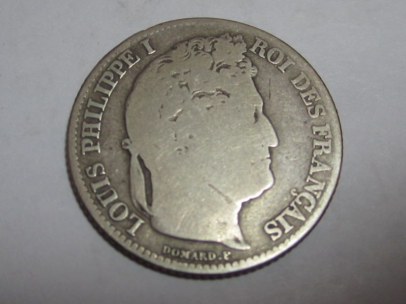 1845 (One) 1 Franc Silver Coin. France  