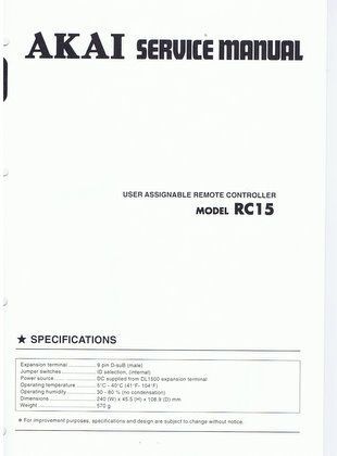 Akai RC15 Service Manual RC 15 RC 15  