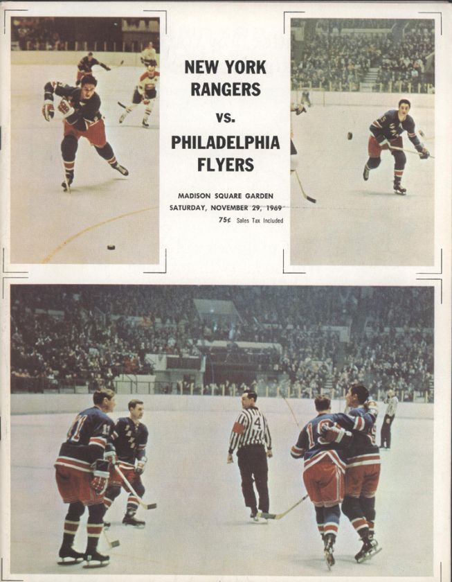 1968 69 RANGERS vs FLYERS NHL Hockey Program  