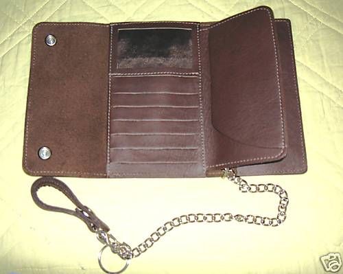 brown leather truckers wallet w/credit card holder  