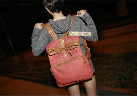   School Student Girls Vintage Casual Canvas Backpack Travel Bags  