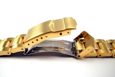 18mm CURVED END GOLD OYSTER WATCHBAND fits Rolex  