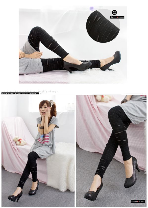 P163 Japan Fashion 2 Tone Color Scratch Legging Pants  