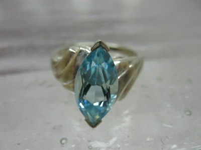 Vintage 925 Silver Thailand Ring Light Blue Stone, Topaz Aquamarine 