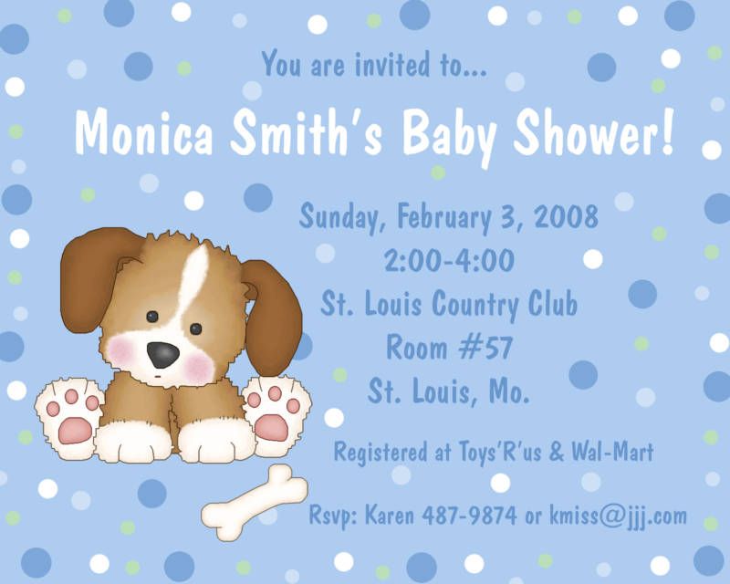 20 Personalized Baby Shower Invitations NEW BLUE PUPPY  