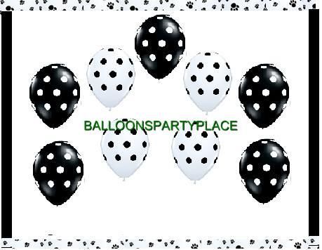  black white party polka dot damask paw prints birthday supplies  