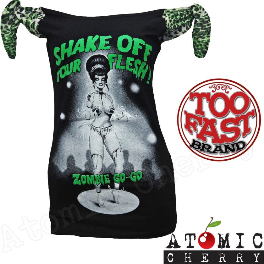 Too Fast Zombie Go Go Top T Shirt Rockabilly Pin Up Punk Horror 