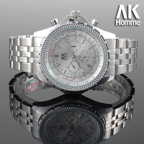 New Army AK Homme Pilot Military Mens Mechanical Watch  