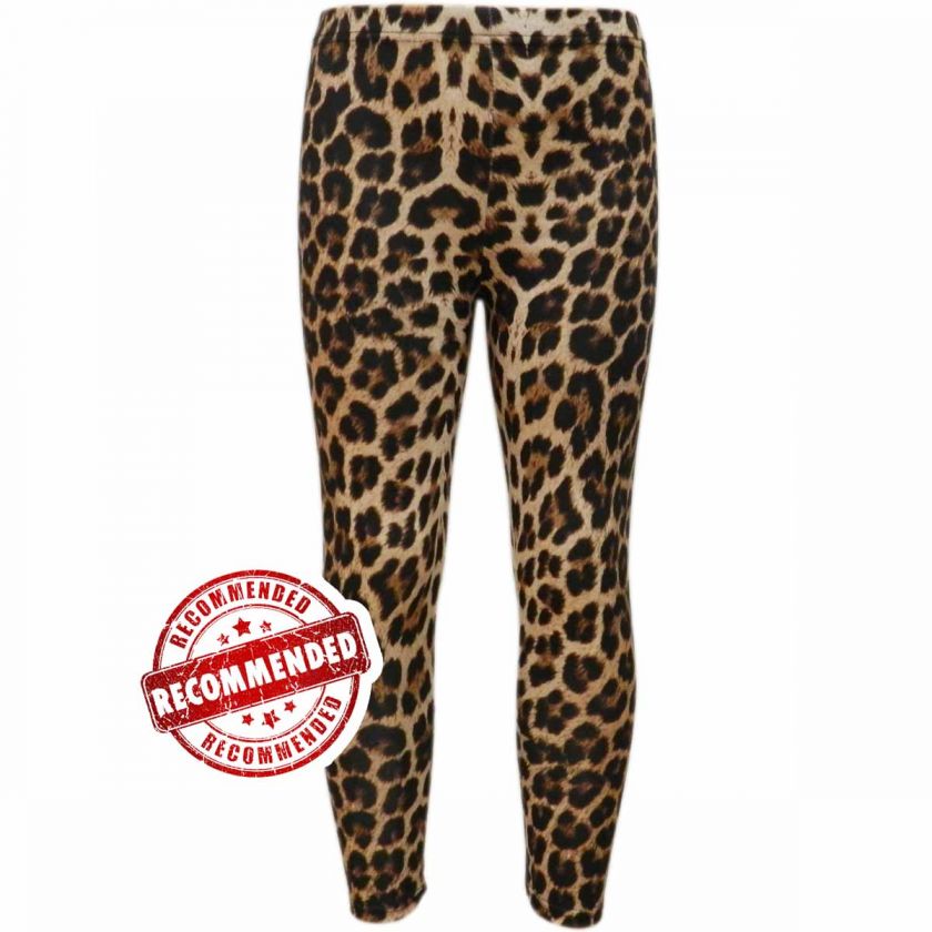 Girls Leopard Print Stretch Leggings Kids Full Length Trousers Teen 