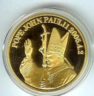 Pope John Paul II   24K Gold Silver Commemorative Coin  