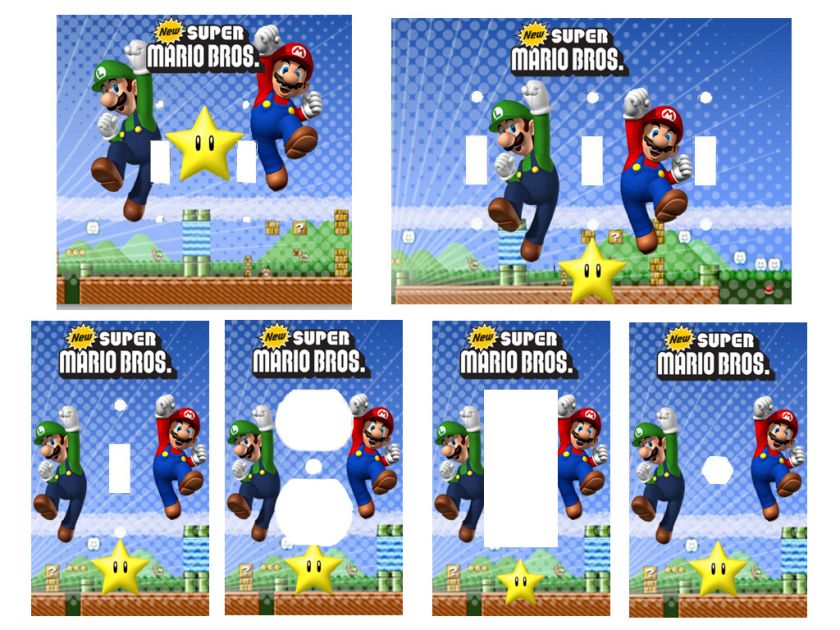 Super Mario Brothers Bros Light Switch Cover, Outlets, Rocker, Double 