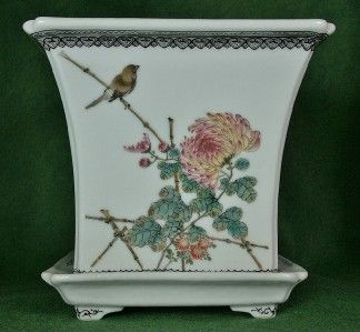 Famille Rose Flower Pot Vase   pair, Ca. 18th century  