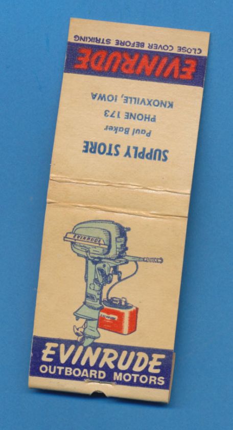 Evinrude Outboard Motors   Matchbook   Knoxville Iowa  